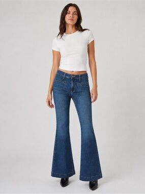 Just Black Size 24 High Rise Flare Jeans Style BP2039